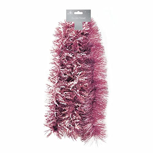Tallon Festive Wonderland 7164 Guirlande de Noël brillante fine et mate Motif zigzag Rose pâle 12 m