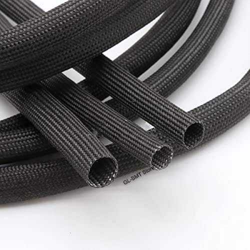CTLH20 1/2/3/5/10M Noir 600 ℃ Haute Température Tressé Fibre Souple Tube Isolant Câble Gaine Fibre De Verre Tube 1-40mm Diamètre-1 Mètre,10mm