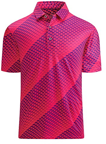 SAMERM Golf Shirts for Men Super Stretch Jacquard Dry Fit Golf Polo Moisture Wicking Short Sleeve Polo Shirts for Men