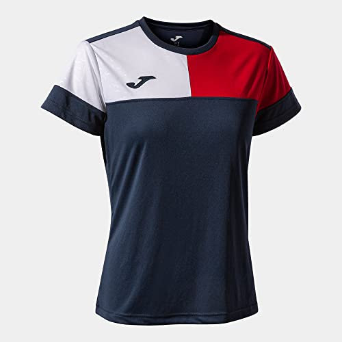 Joma Kurzarmshirt Frau Crew V Marineblau rot Weiss