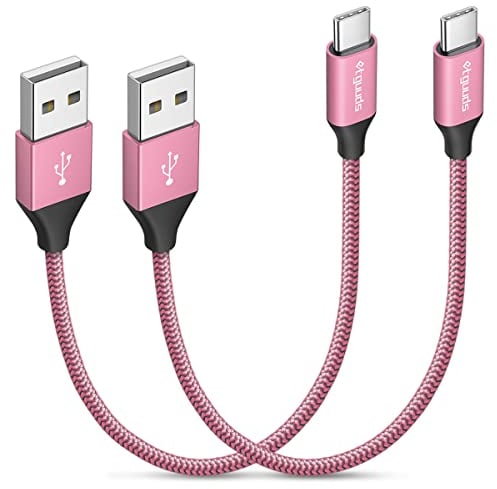 etguuds [2Pack 0.3M Cable USB C Corto 30cm Rosado, Cable Cargador USB Tipo C Carga Rapida y Sincronización Nylon Trenzado para Samsung Galaxy S23 S22 S21 S20 S10 S9 A20E A50 A51 A54