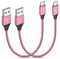 etguuds [2Pack 0.3M/30cm] Cable USB C Corto, Cable Cargador USB Tipo C Carga Rapida y Sincronización Nylon Trenzado para Samsung Galaxy S23 S22 S21 S20 S10 S9 A20E A50 A51 A54 (Rosado)