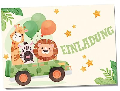 Partycards Einladungskarten Kindergeburtstag Mädchen und Junge, 12 Stück, Postkartenformat A6, Kinder Einladungskarten Geburtstag, Einladungskarten Kindergeburtstag Junge