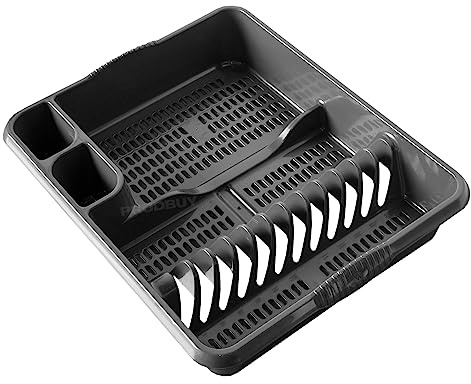 Prodbuy Large Dark Grey Plastic Dish Drainer Rack