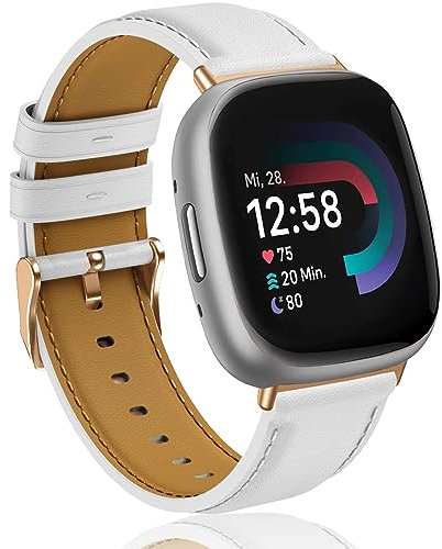 Supore Armband Kompatibel mit Fitbit Versa 3 Armband/Fitbit Versa 4 Armbänd/Fitbit Sense Armbands/Fitbit Sense 2 Ersatzarmbänder, Weiches Leder Ersatzarmband für Damen Herren