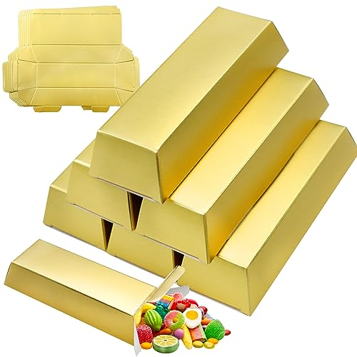 20 Stück Goldbarren SüßIgkeiten Boxen GefäLschte Goldbarren Piratenschatz Goldene Geschenkbox Replik Goldbarren Party Favor Boxen für Geburtstag Weihnachten Halloween Pirate Party
