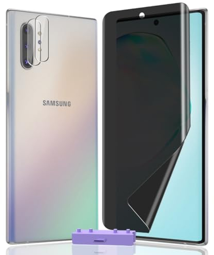 AnnhanT Schutzfolie für Samsung Galaxy Note 10 Plus Sichtschut Weich TPU Folie 1 Stück + für Note 10 Plus Panzer Schutz Glas Kameraschutz 2 Stück - Anti-Spy Displayschutz für Galaxy Note 10 Plus