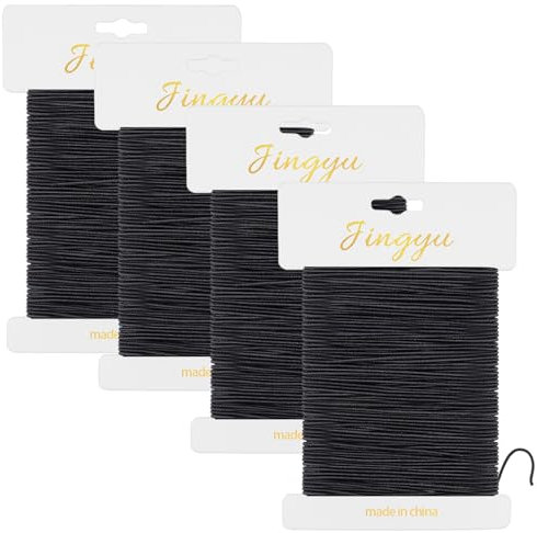 AUAUY 4 Pack Elastic String for Bracelets, 1mm 40m Beading Cords, Durable Bead String Cord for Clay Beads Kandi Beads DIY Bracelet Necklaces - Black