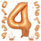 Große 4 Luftballon Zahl Deko für Kinder, 40 Zoll Orange Zahlen 4 Luftballon, Folienballon 0–9 Set für Mädchen Jungen 4. Geburtstag Party Deko Herren 4 Jubiläum Party Dekoration, Fliegt mit Helium