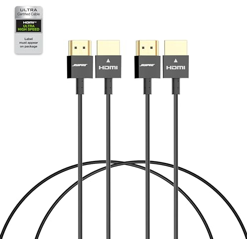 RUIPRO 8K Short HDMI Cable, Certified Ultra Thin HDMI 2.1 Cable 0.5M 2Pack, Ultra High Speed 48Gbps, Support 8K@60Hz 4K@120Hz, Dynamic HDR, eARC, Compatible with PS5/Xbox/HDTV/Blu-ray/Projector