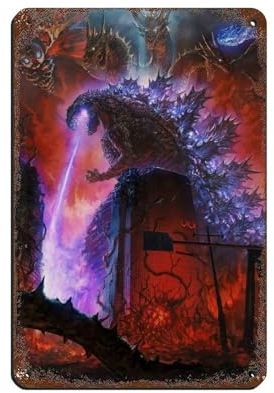 Godzilla Vs King Kong Filmposter 12 Blechschilder Vintage Metall Pub Club Cafe Bar Home Wandkunst Dekoration Poster Retro 20 x 30 cm