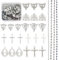 Crafans Rosenkranz Perlen Halskette Glas Perlen Ketten Silber Vintage Kreuz Anhänger Jungfrau Maria Kronleuchter Komponenten Links für DIY Halskette Armband Schmuck Herstellung, 36Pcs