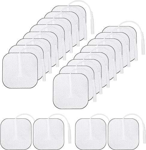 WIGUROE 20PCS Large Electrode Pads for TENS, Self-Adhesive Electrodes Compatible for Tens Machine Pads 2mm PIN Connector, Reusable Tens Electrode Pads for Electrotherapy,40x40mm