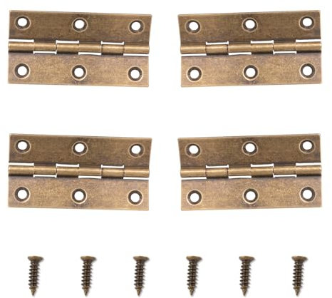 Tycoonest 4Pcs Brass Door Hinges 2.5 Inch with Screws, Decorative Antique Bronze Vintage Folding Butt Hinges for Doors Windows Cabinets Wooden Boxes