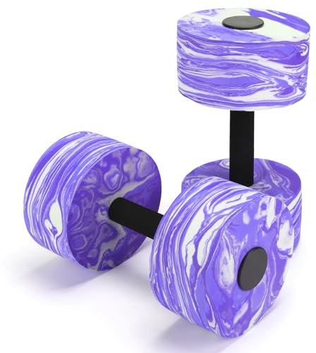 Vattenträningshantlar, 2 st Aqua fitness-skivstänger, EVA-skum med hög densitet, poolvikter hantlar, set för vattenaerobics, viktminskning, pool, fitness, vattenträning, lila