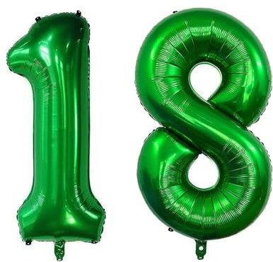 Geburtstag zahlen Luftballon 18 jahre-dunkelgrün XXL Jumbo Folienballon 40 Zoll – 101 cm Luftballons 18 Geburtstag Junge Mädchen Babyparty Geburtstagsdeko Jubiläumsparty Dekoration