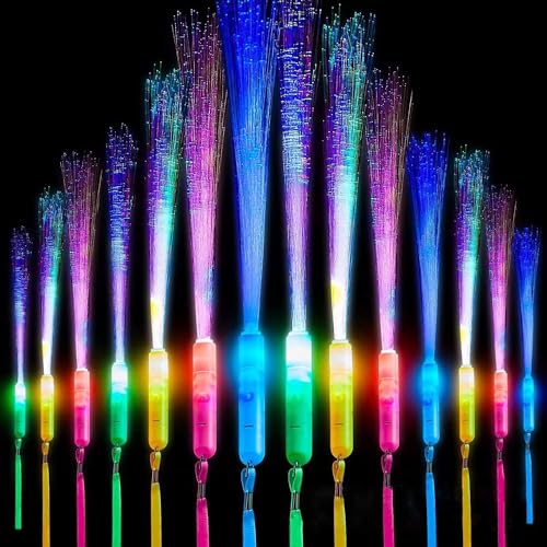 Sunshine smile Bâton lumineux en fibre de verre - 36 plumeaux LED - Lampe en fibre optique - Bâtons lumineux dans l'obscurité - Lampe en fibre optique pour mariage, fête, petit cadeau, anniversaire