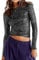 YILEEGOO Women's Long Sleeve Sequin Tops Party Shimmer Embellished Shirt Crew Neck Sparkle Glitter Slim Fit Crop Top Blouse (Black with Silver Sequins, S)