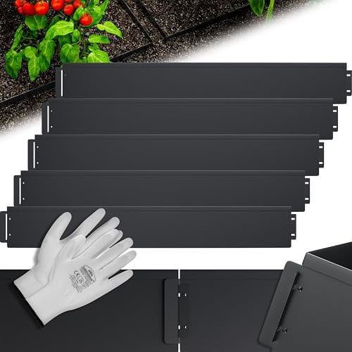 GARDEBRUK® Bordure de Jardin métal 30m 100x18cm galvanisé Gants Bordure Parterre Plate-Bande délimitation Herbe Gazon métallique Noir