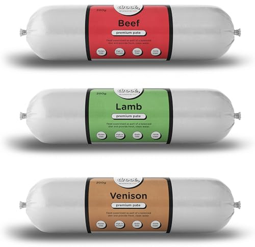 Drool Pet Products | Premium Beef, Lamb & Venison Dog Pate Tube Roll | Grain-Free High Protein Dog Food | Triple Pack 3 x 200g