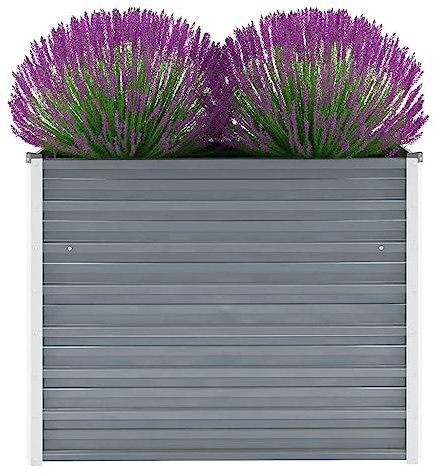 Tino Tech Garten-Hochbeet 100x40x77 cm Verzinkter Stahl Pflanzbeet Anzuchtbeet Kräuterbeet Pflanzenbeet Raised Bed Pflanzkübel Gemüsebeet Gartenbeet aus Metall Grau