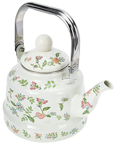 COLLBATH Bollitore Smaltato Rovesciare Caffettiera Smaltata Vintage Teiera Sibilante Fornello Da Campeggio Teiera a Induzione Bollitore Per Il Tè Teiera Per Piano Cottura Teiere Smalto
