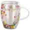 Taza de vidrio de doble pared con flores secas, 350 ml, resistente al calor, para bebidas frías y calientes