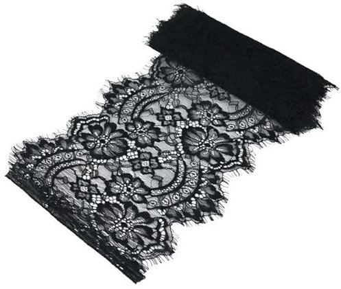 (3 Meter/Menge) 22 cm weiße Wimpernspitze Stoffdekoration Liebe Hochzeitskleid Zubehör handgefertigte DIY Schnürsenkel-schwarz