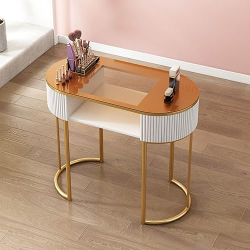 Escritorio Para Manicura de Manos de Artista,estación de Trabajo Moderna Para Manicura Y Pedicura Escritorio de Madera Para Salón de Belleza Y Spa Con Cajones Y Gabinete de Almacenamiento de 3 Nivel