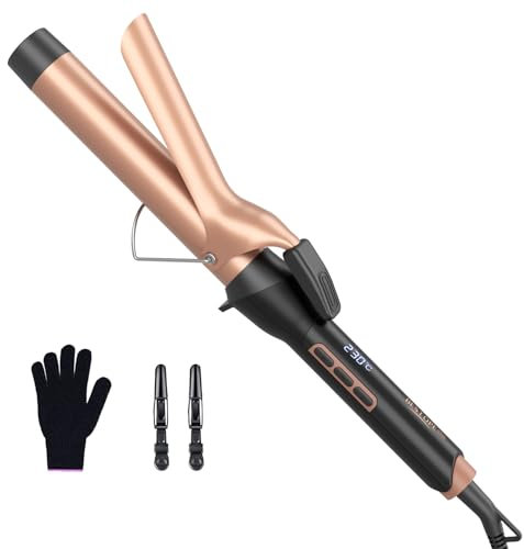 BESTOPE PRO Lockenstab 25mm, Lockenstab Große Locken Antistatischer Tourmalin-Keramik-Welleneisen LCD-Anzeige 80°C-230°C Schnelles Aufheizen Lockenstäbe für Natürliche, Lockere Locken