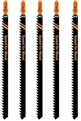 Lot de 5 lames de scie sauteuse professionnelle T744D de 180 mm de long pour bois et métal - Lame de scie sauteuse à tige en T