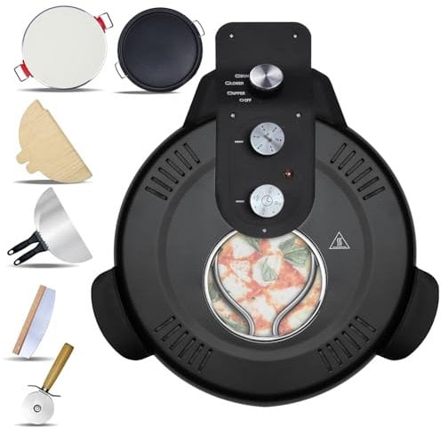 LXJBBD Countertop Electric Pizza Oven with Pizza Stone & Grill Pan, Heats Up to 380℃, Tabletop Pizza Maker with Viewing Window and Timer for Home, Patio, and RV