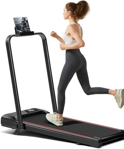 Folding Treadmill with 8% Incline, 3 In 1 Under Desk Walking Pad for Home and Office, 1-6 KM/H / 1-10 KM/H, Portable Treadmill with LED Display, Remote Control,Installation Free (1-10 KM/H)
