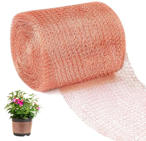 WUQNGI Kupferband Gegen Schnecken, 12.7cm x 6m Schneckenschutz Hochbeet, Doppelschicht Schneckenabwehr Kupfer, Kupferdraht Schneckenzaun Metall, Kupfernetz Abwehr Zaun für Anti Nacktschnecken, Mäuse