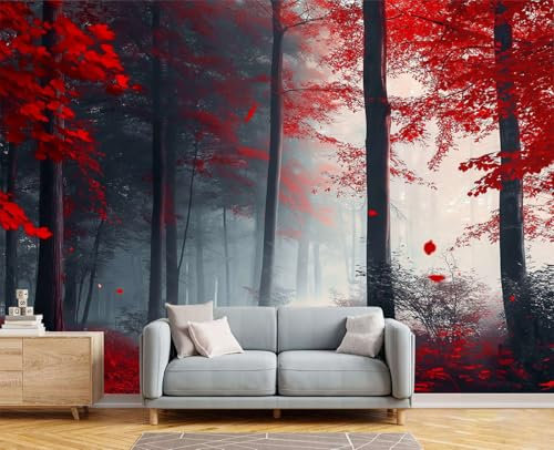 ANALTIRCE 3D Papier Peint Forêt D'Automne Brume 200×150cm Tissus Non Tissés Papier Peint Panoramique Pour Salon Chambre Chambre D'Enfant Décoration Murale