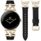 Wearlizer Lederarmband Kompatibel mit Google Pixel Watch 3 41mm/Pixel Watch 2/Google Pixel Damen, Schickes Designer Armbänder mit D-Shape Schnalle für Pixel Smartwatch 2/1,Schwarz/Champagner Gold