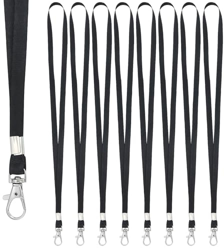 52 Stück Schwarz Schlüsselbänder,45 cm Lanyard Schlüsselbänder,Nylon Schlüsselbänder mit Metall Swivel Schließe,Sicherheits-Umhängeband für Schlüssel, Handy