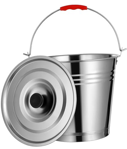 VANZACK Ascheeimer Mit Deckel Edelstahl Kamin-feuereimer Grill-holzkohleeimer Kohlenbehälter Fettbehälter Für Innen Und Außenbereich Mit Erhöhtem Boden Und Robustem Griff