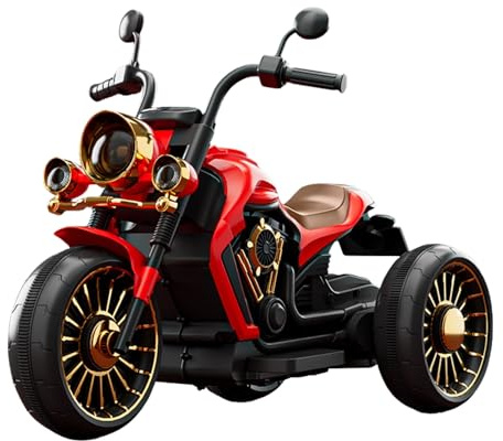 Moto Elettrica per Bambini 1-3 Anni. Motocicletta Vintage per Bambini con Telecomando e Acceleratore Manuale. Moto Cavalcabile Marcia con Musica, Bluetooth e Luci. Batteria e Caricabatterie Inclusi