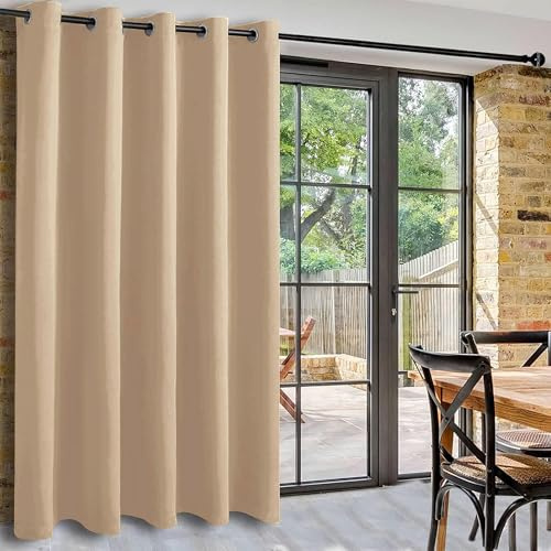 DWCN Verdunklungsvorhänge Biscotti Beige Thermovorhang mit Ösen H213xB203cm | Raumteiler Gardinen Blickdicht Breite Vorhänge Akustik Vorhang Hitzeschutz für Kinderzimmer,Schlafzimmer,Wohnzimmer,1 Stück