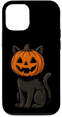 Schwarze Katze mit Jack O Laternenkopf Halloween Hülle für iPhone 12/12 Pro