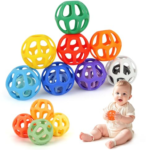 MCGMITT Greifbälle, Beißbälle & Beißring für Babys 6-12 Monate, Babyspielzeug 8-teiliges Sensorik Set aus weichem Silikon Montessori Motorikspielzeug Hand-Auge-Koordination Frühförderung, Geschenk