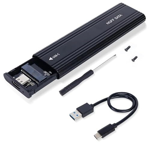 Multibao NGFF (NOT NVME) Aluminium Enclosure Adapter M.2 NGFF External SSD M.2 based on SATA to USB 3.1/ USB 3.0 Caddy Case External Black
