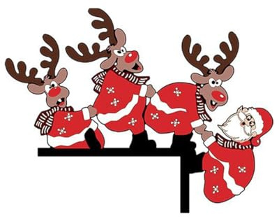OIXYEY Adorno Navideño para Puerta, Decoración Navidad de Papá Noel y Reno, Adorno de Madera para Marco de Puerta, Decoración Hogar Navideña para Casa, Familiar y Divertida, 1 Unidad