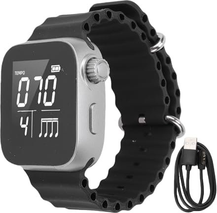 Fockety Vibrierende Metronomuhr, Leistungsstarke 5-fache Vibrationsstärke, LCD-Display, Wiederaufladbare Batterie, Digitaluhr mit Einstellbaren 40–240 BPM für Musikinstrumente und (Black)