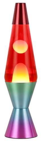 ROCKING GIFTS Lavalampe 37 cm rot-orange mit Metallsockel, Glühbirne und Kabel – Ambient- und Dekorationsbeleuchtung für Kinder- oder Jugendzimmer – Entspannende Lampe im Retro-Stil für zu Hause
