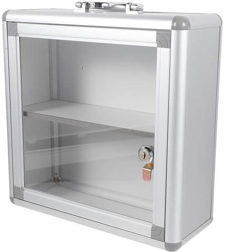 CONGARTENO Große Wandhalterung Medikamentenbox aus Metall mit Sicherem Verschluss und Tragegriff für Outdoor und Kindergarten Silberfarbene Notfallbox mit Abgerundeten Ecken
