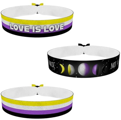 Druck-Palast LGBTQ Non Binary Stoffarmband - Satinarmband - Bunte Stoffarmbänder - Pride Zubehör - Handgemachtes Armband für Vielfalt - Unisex Armband - Geschenk für LGBTQ+