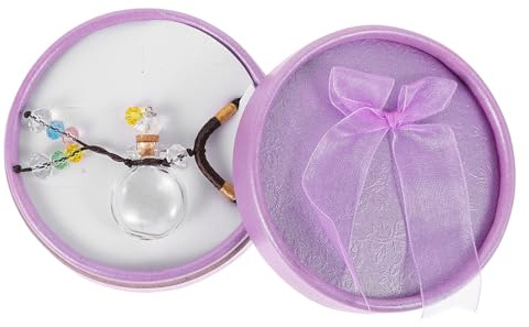 TOKIDNY Pendentif D'aromathérapie Délicat en Verre Coloré Blanc Collier Tressé, Diffuseur D'huile Essentielle pour Décoration et Usage Quotidien