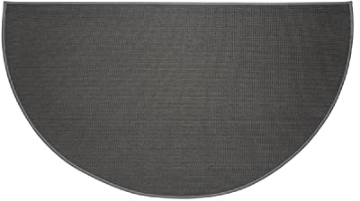 Plow & Hearth Feuerhemmender Fiberglas-Teppich, halbrund, Kaminbereich, Teppich, Polyester-Besatz, rutschfeste Matte, niedriges Profil, schützt Böden vor Funken, Glut, 27 W x 48 L, Anthrazit